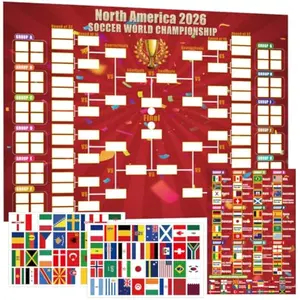 2026 Soccer The World Championship Schedule Poster & Final Round 48-team Collection Showcase,national flag sticker 39.37 in x 27.56 in, Great Gifts for Soccer Fans (Sticker Schedule)