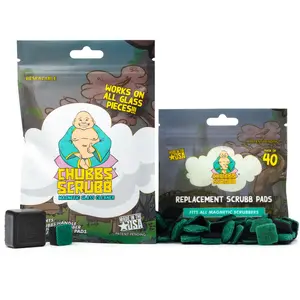 Chubbs Scrubb Magnetic Glass Cleaner Bundle - Includes Magnet Glass Cleaner Cleaning Scrubber Tool and 40 Replacement Scrub Pads Kit Pack