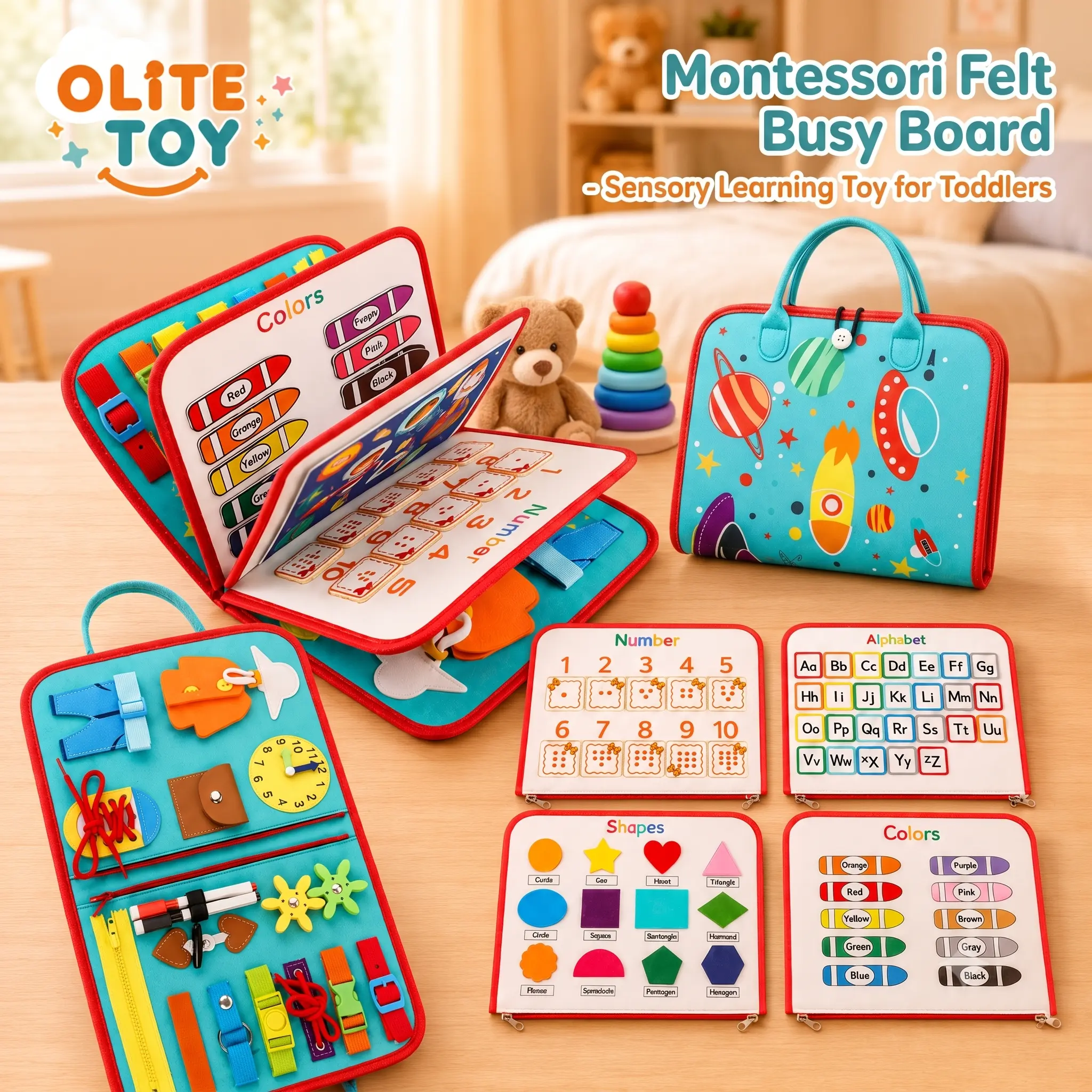 Summerwins Montessori Preschool Development Kit - Portable School Educational Supply, Fine Motor Skill Builder, Travel Accessory for Preschoolers, Birthday Gift