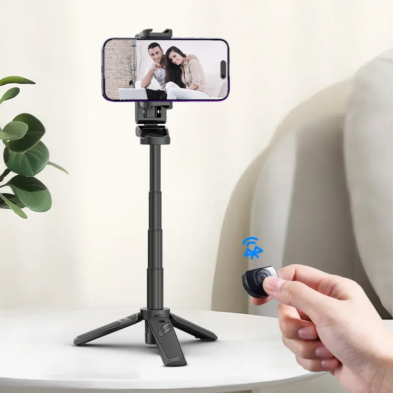 ULANZI JJ02 Selfie Stick Tripod, Extendable Grip Phone Tripod with Detachable Remote Pocket Size, 3-in-1 Mini Phone Grip 2 Cold Shoe, 10m/393.7 Wireless Shutter, Vlog Livestreaming Photography