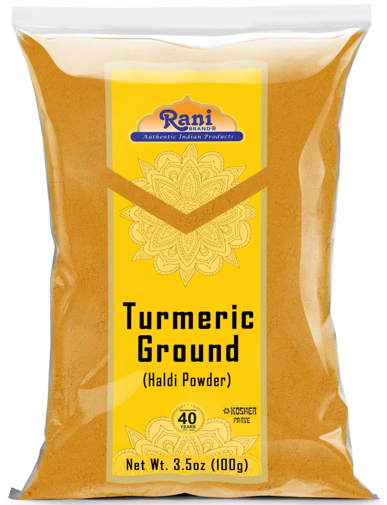 Rani Turmeric (Haldi) Root Powder Spice, (High Curcumin Content) 3.5oz (100g) ~ All Natural | 100% Pure, Salt Free | Vegan | Gluten Friendly | NON-GMO | Kosher | Indian Origin