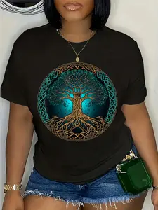 100% Cotton Myths Knot Yggdrasil Nordic Tree Of Life on Viking Celtic T-Shirt