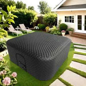 #Summervibes ABORON Inflatable Hot Tub Thermal Cover Protector, Waterproof Square SPA Hot Tub Insulated Covers Replacement, Waterproof and Weatherproof Insulated Cover Full Coverage Energy Saving Lid for Outdoor