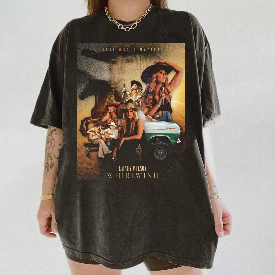 Gildan Lainey Wilson Whirlwind Tour 2025 Cotton Tee Women's Round Neck T-Shirt Ethical US Cotton Streetwear Top