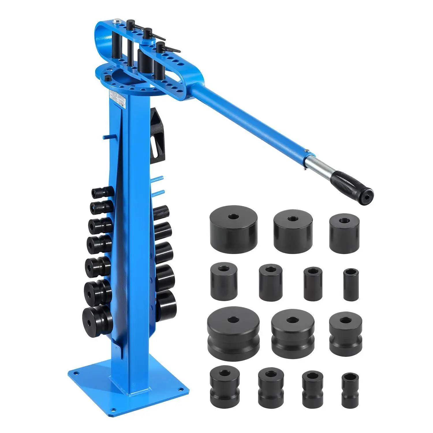 VEVOR Heavy-Duty Manual Pipe Bender, 14 Dies, 2" Max O.D. Capacity, 200° Bending Angle, Carbon Steel Build, Ergonomic Design, Long Service Life for Copper Aluminum Iron Pipes, HVAC Repair, Construction Tools