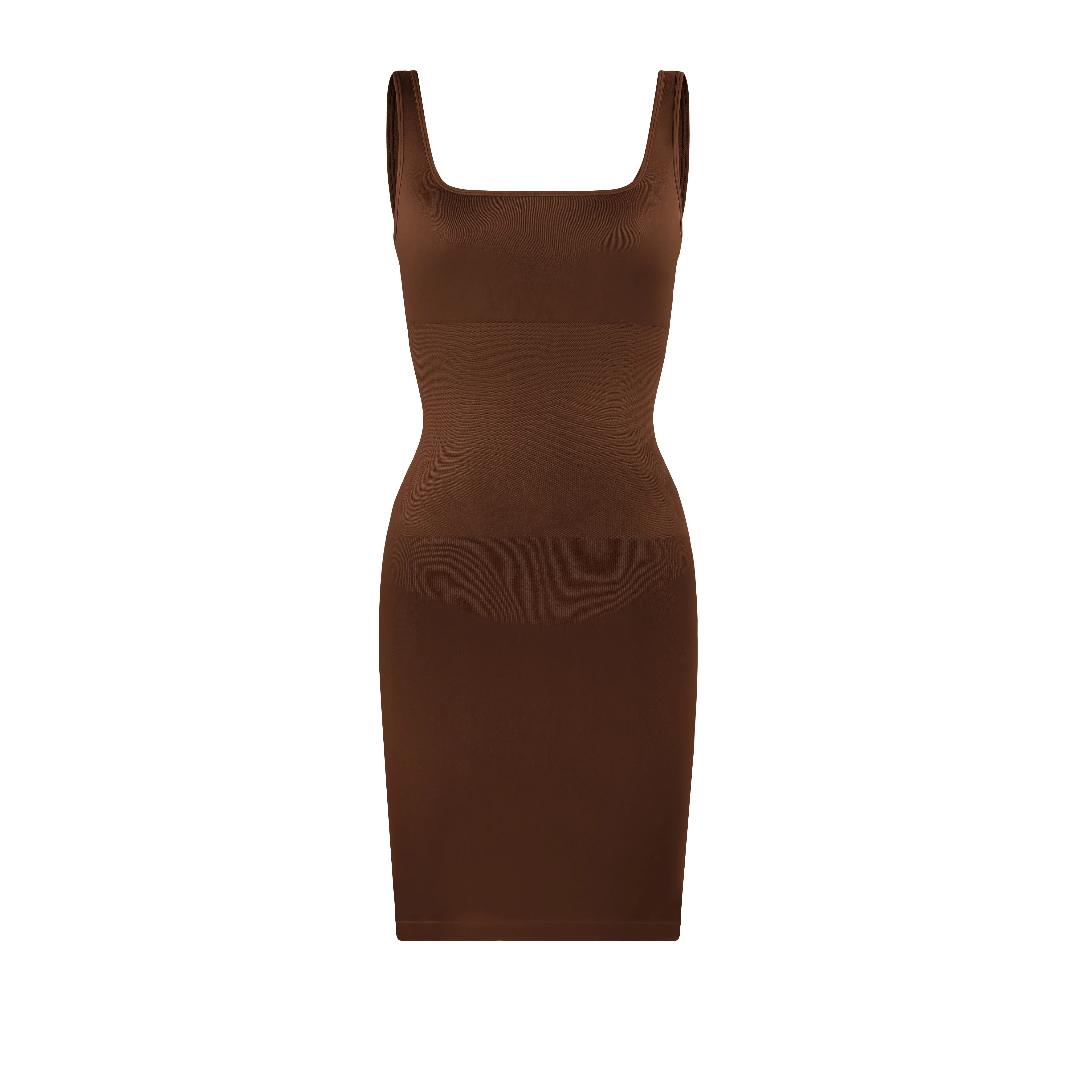 FeelinGirl #live Seamless Spaghetti Strap square neck Maxi Built-in Shaper Dress Basic Casual Fabric Womenswear