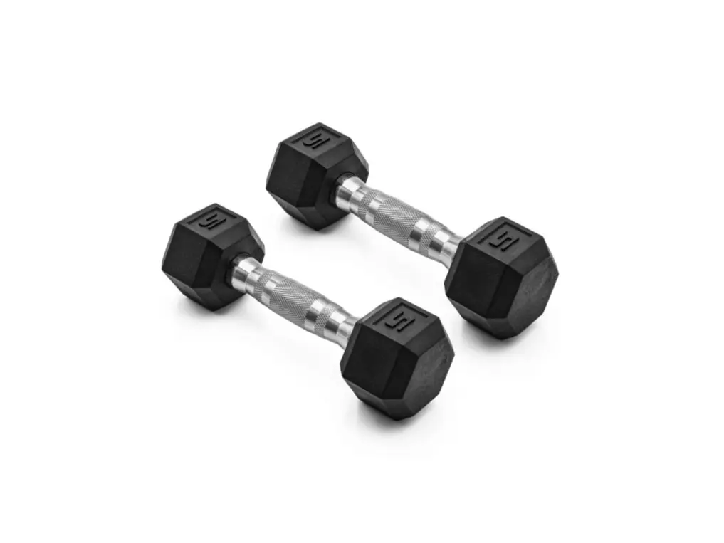 CAP Barbell,  Coated Rubber Hex Dumbbell, Pair, multiple configurations (No-Roll Design, Ergonomic Steel Handle, Durable Coated Weight)