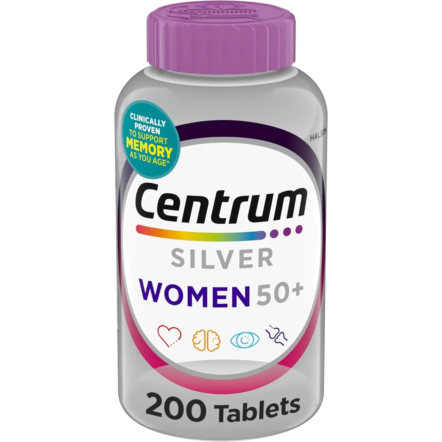 Centrum Silver Women's 50 Plus Non-GMO Gluten-Free Non-Toxic Adults' Dietary Essential Minerals Supplement Tablets, 200 Ct - Doctor-Formulated with Vitamin D3, B12, Iron, Zinc, Chromium, Antioxidants, Smooth Coating - Supports Immune, Brain Health