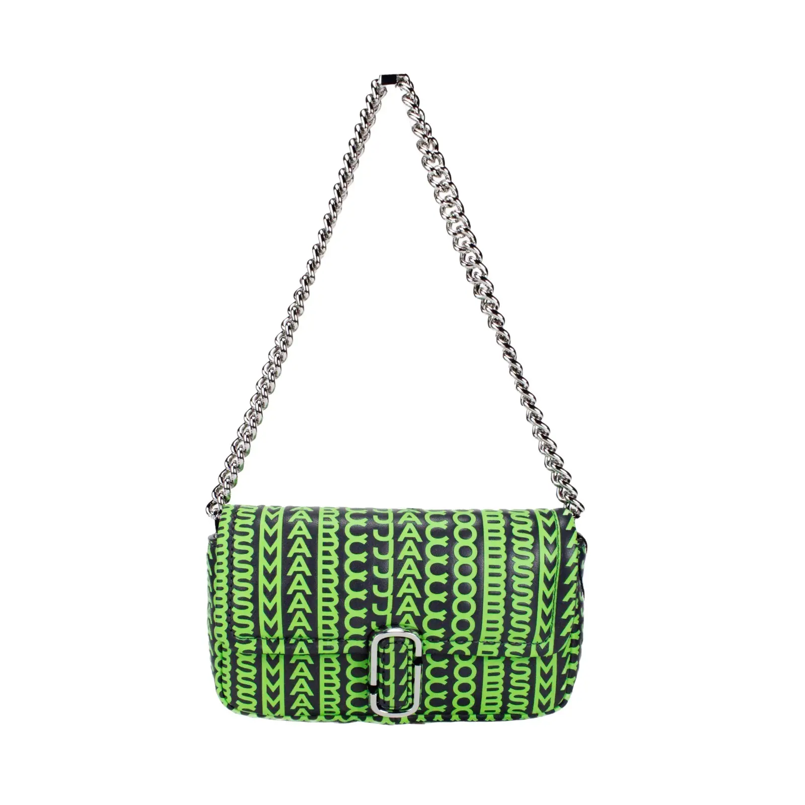 Pre-owned MARC JACOBS Leather Crossbody bags Neon Green The Monogram J Marc Mini Shoulder Bag Women's Crossbody
