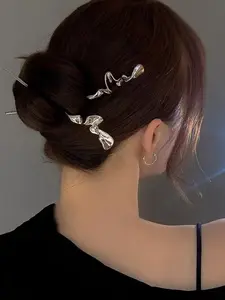 2-Pack Fashionable Simple Irregular Shape Metal Hair Pins, Hair Clips, Casual Style for All Seasons, Updo, Vintage Hanfu Hair Accessories for Women