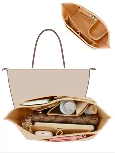 25 Fall & Winter Felt Bag Organizer, Multi-pockets Bag Insert for Handbag, Versatile Storage Pouch, Bag Accessories for Women, Purse Organizer insert Compatible with Longchamp Le Pliage, Tote Handbags Shaper with 8 Compartments, Travel Essentials Bag