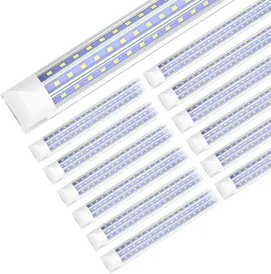 SHOPLED LED Shop Light 8FT, 90W 11700LM 6000K Cool White, Linkable T8 LED Tube Light Fixtures, D-Shape, 8 Foot LED Shop Lights for Garage, 12 Pack clear cover