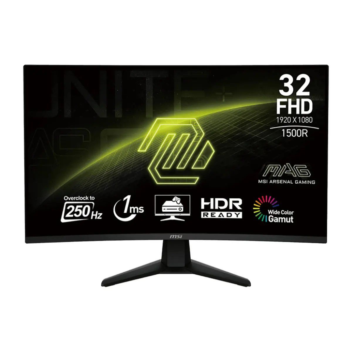 MSI MAG 32C6X Gaming Monitor - 31.5" 16:9 Curved Screen, 1920x1080 Full HD, 250Hz VA LED, HDR Ready, Metallic Black
