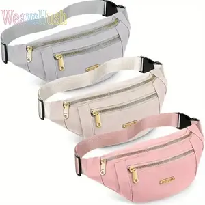 3-Pack Waterproof Solid Fanny Pack for Women & Men, Sporty Outdoor Gear with an Adjustable Strap for Travel, Running, and Exercise