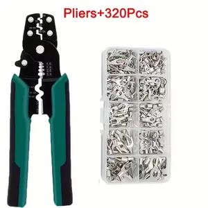 321pcs Crimp Terminal Kit with Electrical Connector U/O Splicing Termination RNB/SNB1.25-4 Wire Connector Cable Termination Plie Stainless Steel Connectors Durable Reliable Connectors