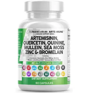 Clean Nutraceuticals Artemisinin, Quercetin, Quinine, Mullein, Sea Moss, Zinc, Bromelain & More for Immune Boost Supplement Capsules – Arte-Mune Clean Nutraceuticals Artemisinin, Quercetin, Quinine, Mullein, Sea Moss, Zinc, Bromelain & More for Immune Boost Supplement Capsules – Arte-Mune
