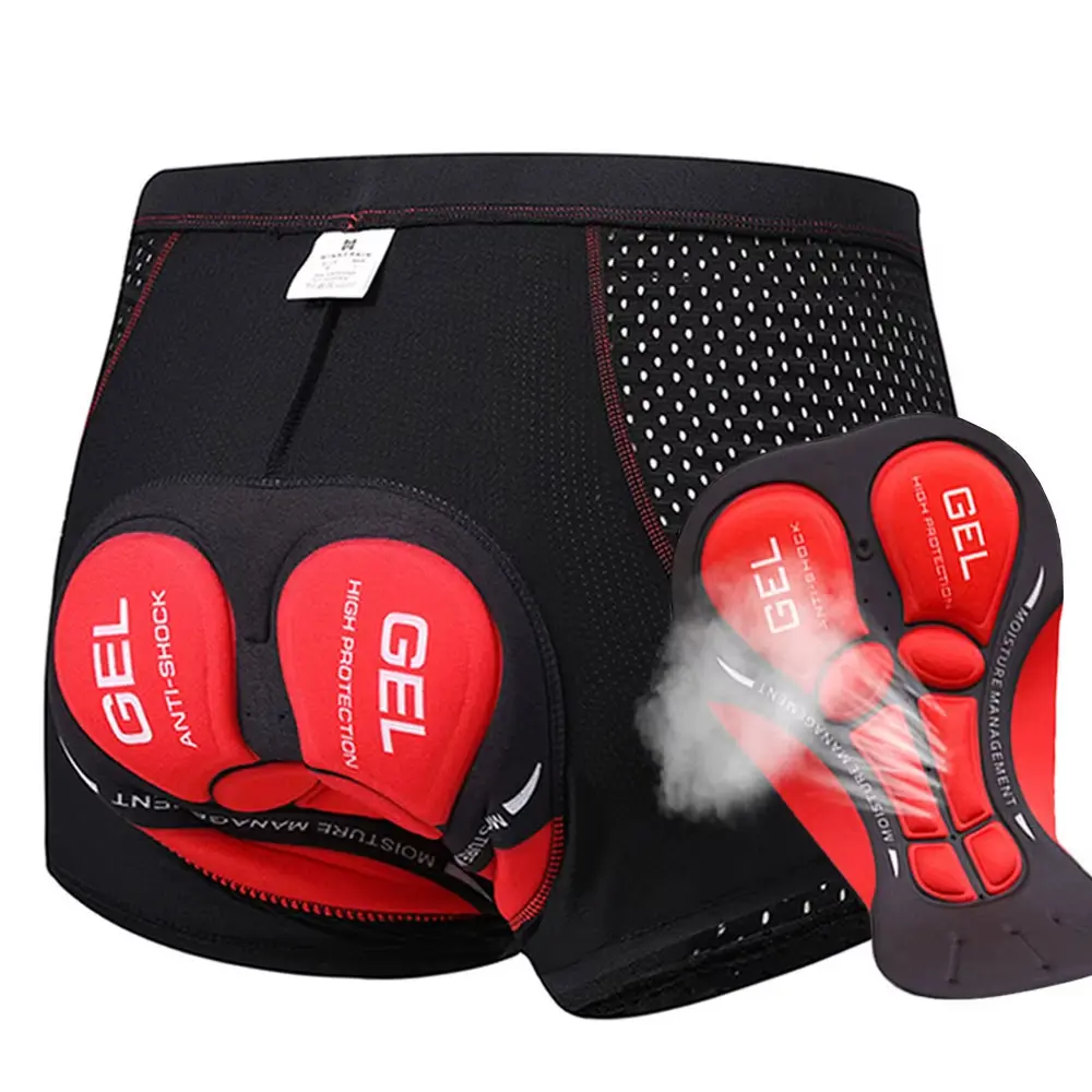 Male 5D Gel Padded Cycling Underwear Shorts - Moisture Wicking, Breathable, Absorbent Activewear Bottoms for Mountain Bike (MTB) Biking, Biker Athletic Shorts, Biker Shorts