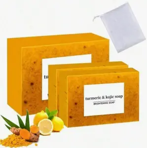 1/2/3/4PC Lemon Turmeric Kojic Soap, Turmeric Soap Bar, Natural Gentle Cleanser Face And Body, Natural Turmeric Handmade Soap Men, Women