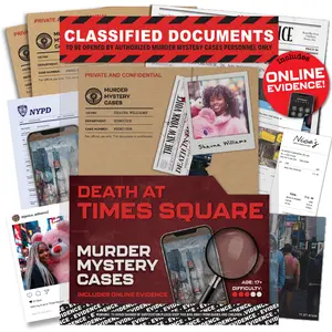 Murder Mystery Case - Death at Times Square - Lucky Egg Exciting Unsolved Crime Detective Game for Adults