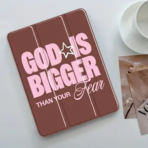 Pink Inspirational Quote Design iPad Case, Inspirational Transparent Acrylic Stand Cover, Pencil Holder & Charger Slot, Fits iPad Pro/air/mini, Perfect Gift Shock-resistant Full Cover Protective Case Suitable for Offices Schools, iPad Accessories