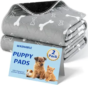 Reusable Washable Dog Puppy Pads - 2-Pack Puppy Pee Mat, Super Absorbent, Waterproof, Liquid-Absorbing for Indoor Training, Super Absorbent Pads