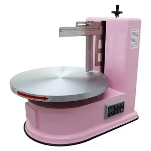 YOKOMA Cake Decorating Machine with 304 Stainless Steel Spatula - Pink Color, 4-16in Cake Buttercream Spreader Coating Smearing Machine Baking Tools decoration tool