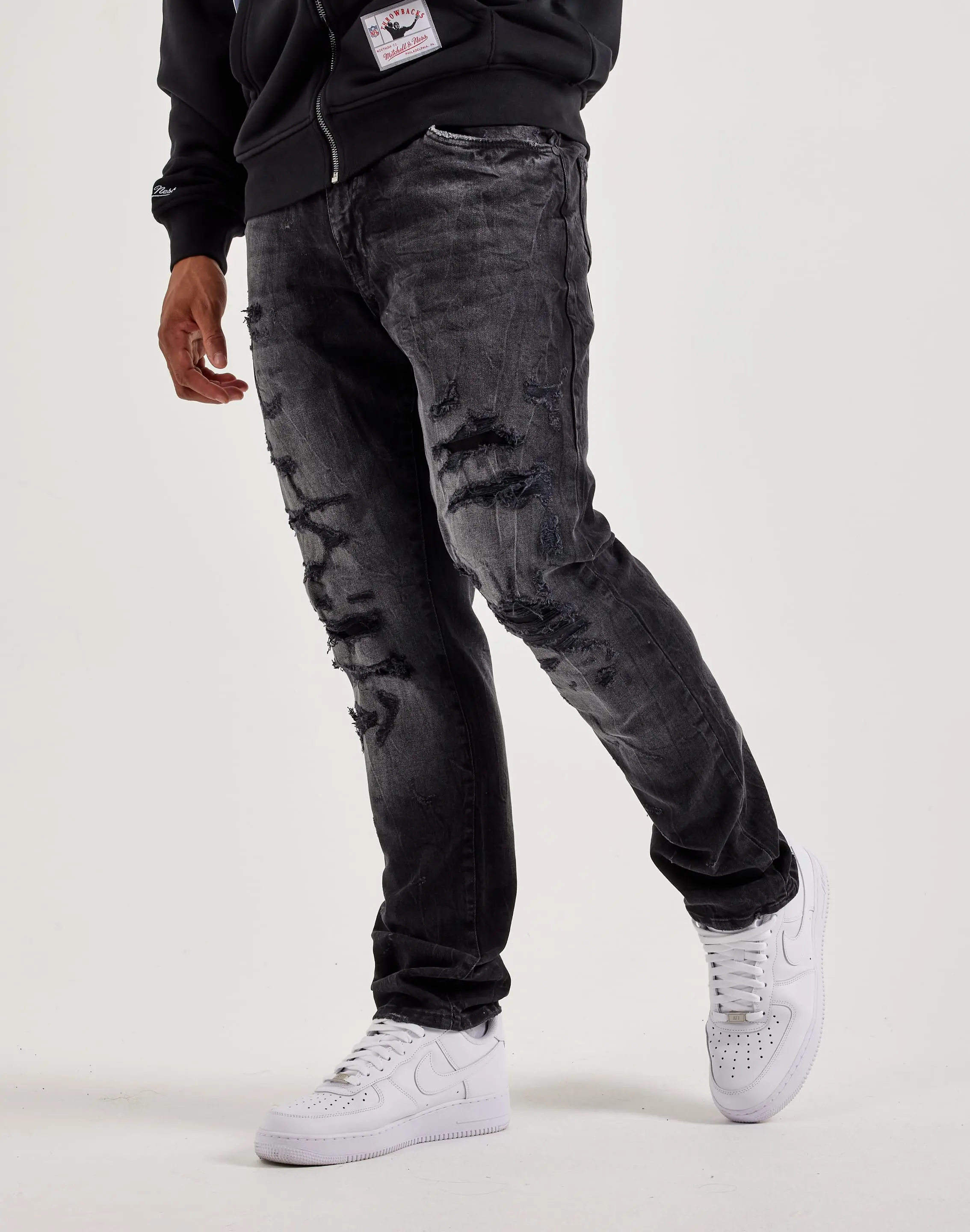 Mens Jordan Craig Distressed Slim Collins Denim Jeans