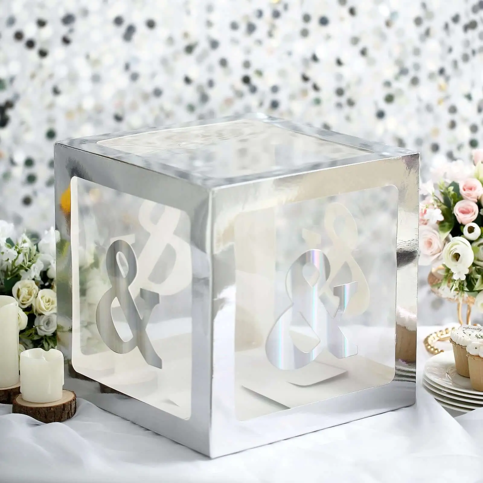 4 Pack 5 in Holographic "&" Alphabet Symbol Sticker Banners, Customizable Stick-On Letters for Party Decor, Baby Shower Decoration, Event Decor, Gender Reveal