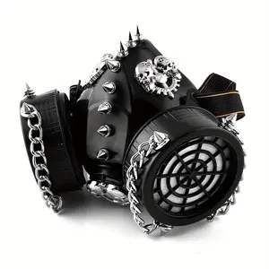 Spike Skull Steampunk Gothic Gas Mask Cosplay Respirator Accessories Black