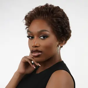 Dultev 13x6 Glueless Pixie Cut Wigs 001 for Women 180% Density Glueless Lace Front Layered Luxury Beauty Curly HD Human Hair Wig