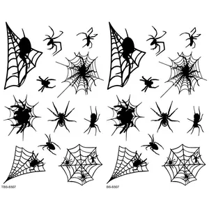 Halloween Spider Temporary Tattoos, 2 Sheets Spider Web Designs, Arm Body Makeup Art Stickers, Perfect for Halloween Party