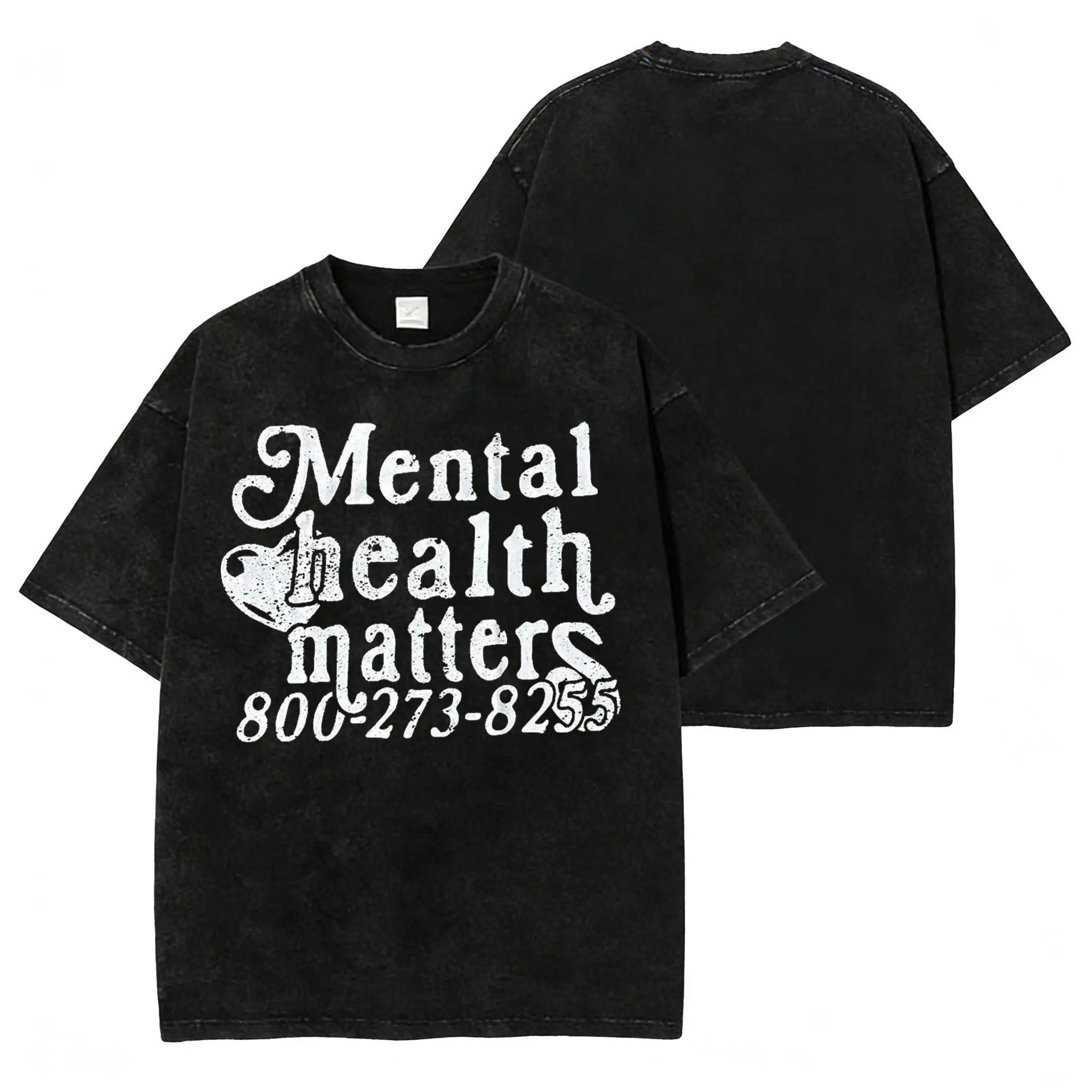 Men's Streetwear Tshirt - Vintage Mental Health Matters Top with Soft Feel and Vibrant Print for Shopping and Daily Wear, Cotton, Parties, Classic Fit, Shortsleeve, Casual, Menswear, All Seasons, Graphic Print, Fitted Cut, Vibrant Ink, Street Look, Vibran