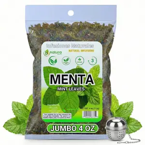 Menta seca (Dried Mint Leaves Spearmint) 4oz %100 Natural, Non-GMO, Gluten Free, Peppermint+Tea Strainer Stainless, Infuser Tea Ball for Loose Leaf
