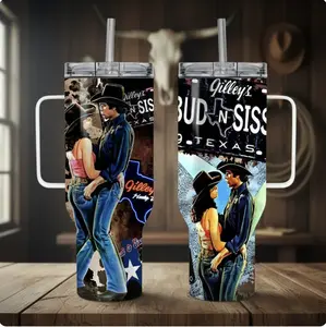 Vintage Bud And Sissy Tumbler, Urban Cowboy Tumbler, Vintage Gift For Fan, Stainless Steel Water Bottle, Cute Gift for Girls