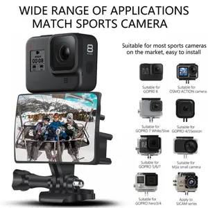 Selfie Vlog Mirror For Gopro Hero 9/8/7/6/5 with Tripod Mount Adapter Cold Shoe