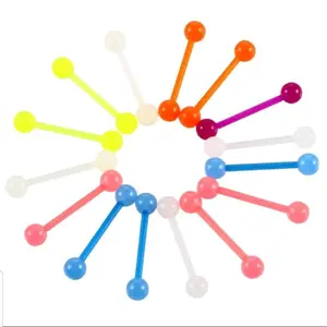Glow Flexi Luminous Acrylic Tongue Ring for Male and Female Daily Wear 16 or 19 mm Bar