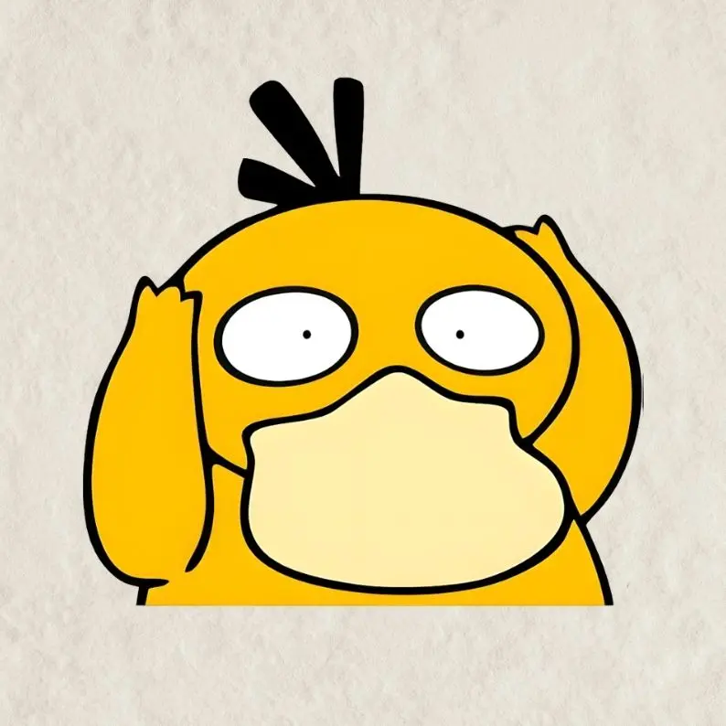 Psyduck Sticker, Funny Gift Waterproof Glossy Sticker, Decal for Laptop, Water Bottle, Car, Gamer Gift