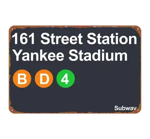 Yankee Stadium Subway Sign - 12x8 in Aluminum Vintage Tin Plaque, Sport-Inspired Heritage-Themed Aluminum-Based Stylish Home Decor for Bar, Office Wall Art Gift, Sport-Inspired Home Signs, Heritage-Themed Home Signs