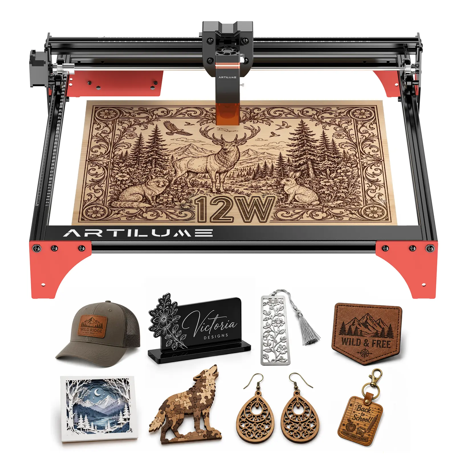 K4 12W Laser Engraver & Cutter, 0.06mm Ultra-Precise Engraving, 400×400mm Large Workspace, Ideal for Wood, Metal, Acrylic, Leather, DIY Crafts & Small Business
