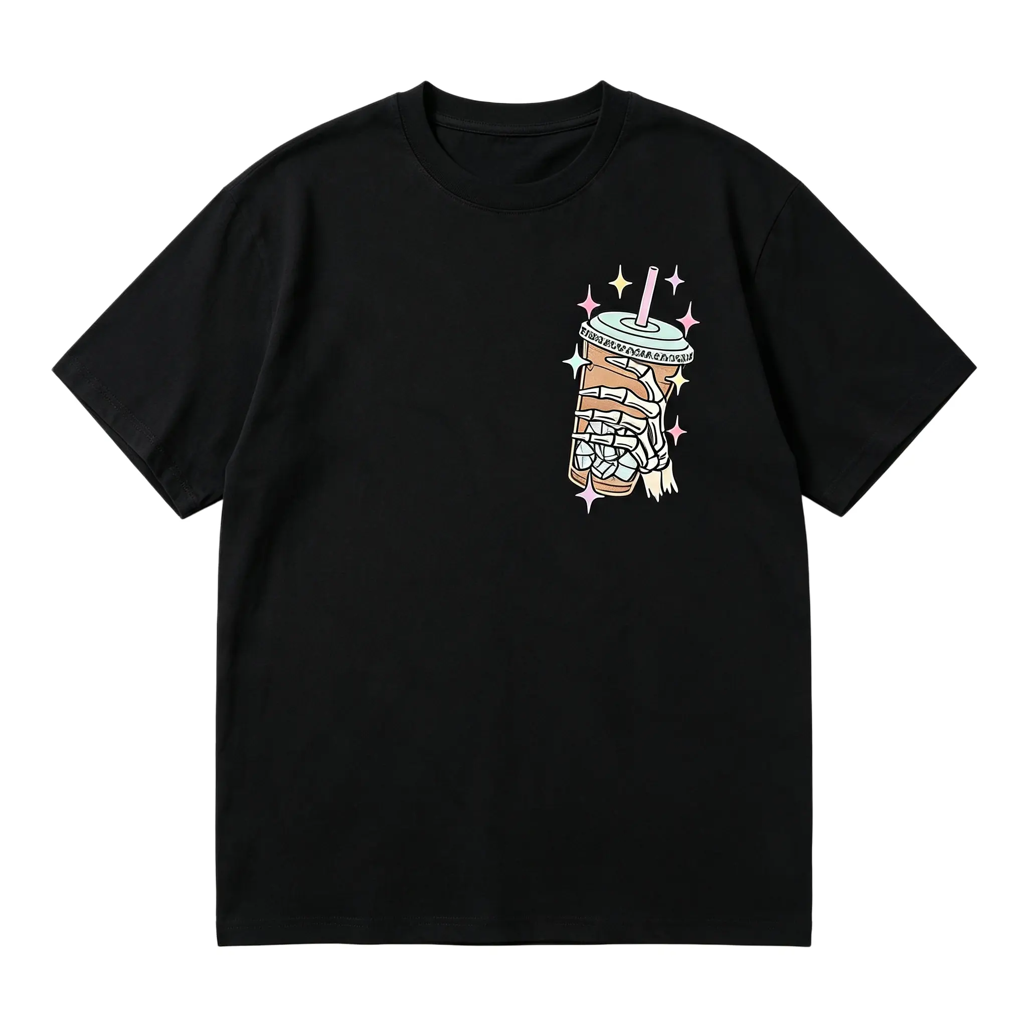 Fueled by Iced Coffee and Anxiety Shirt, Skull Graphic T-Shirt