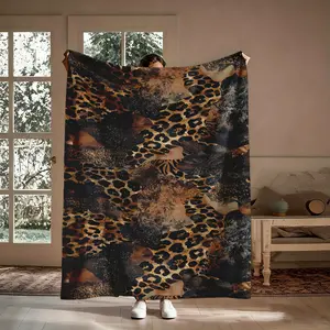 Leopard Tiger Print Flannel Throw Blanket, Vintage Distressed Animal Pattern Soft Warm Cozy Nap Blanket for Couch Bed Sofa Wall Hanging, Boho Wild Gift for Her Him Friend, Birthday Christmas Holiday Housewarming Gift