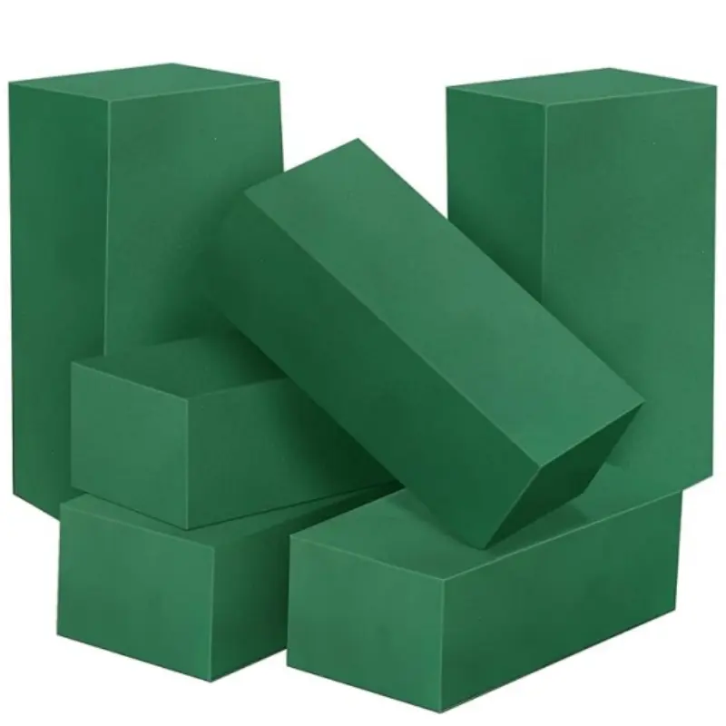 6 Pack Water Absorbent Wet Green Floral Foam Blocks - DIY Floral Decoration Supplies for Fresh Flower Arrangements, Outdoor Weddings, Holiday Arrangements, Diy Bouquets