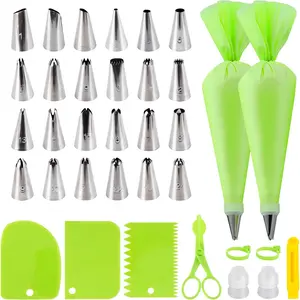 35 count Piping Bags and Tips Set with 24 Piping Tips,2  Pastry Bags 12 Inch,Cake Decorating Tips Set for Diy Pastry Dough, Cookie, Cupcake, Cake
