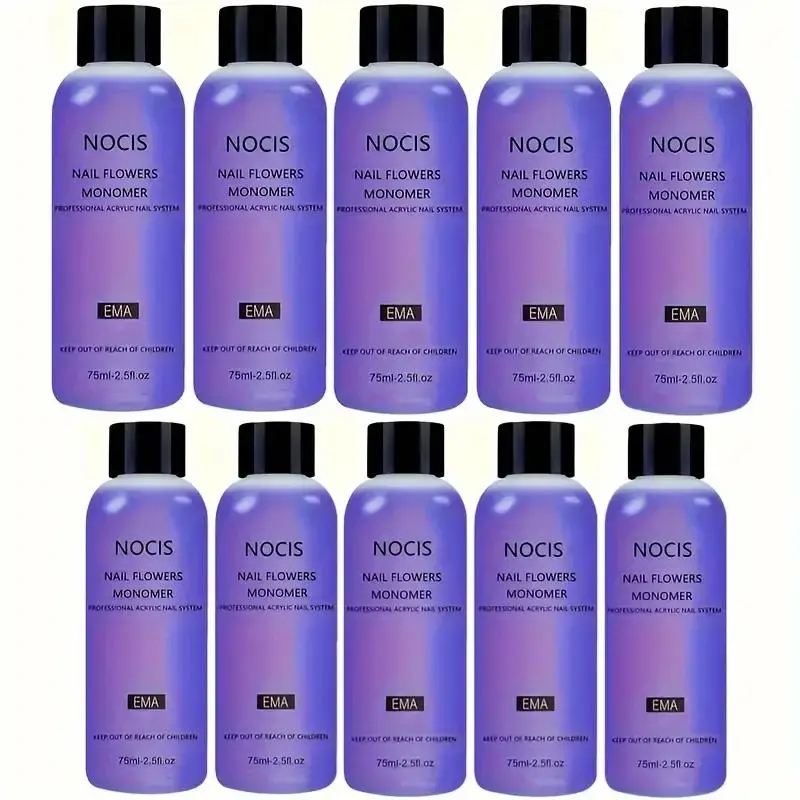 Acrylic EMA Monomer Liquid Set for Nail Extensions, 10pcs/set Long-lasting Nail Art Supplies Professional Grade, Unscented, Ideal for Salons and DIY