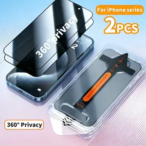 2pcs Privacy Protection Tempered Screen Protector, Protective, for iPhone Series, with 28° or 360° 4-sided privacy protection optional, 9H scratch-resistant, One-click dust-free installation