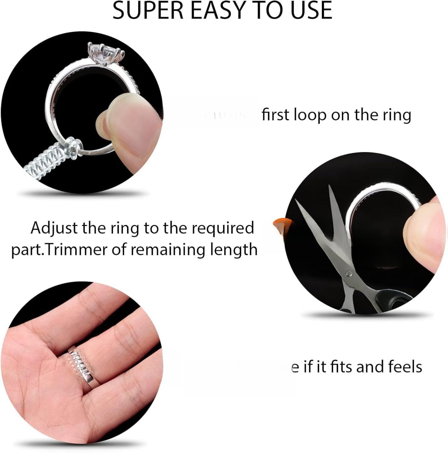 Ring Sizers for Loose Rings - 6 Sizes Fitter, Invisible Guards, PU Material, Reduces Size by 0.5-1.5, Easy to Use, Comfortable, and No Adhesives