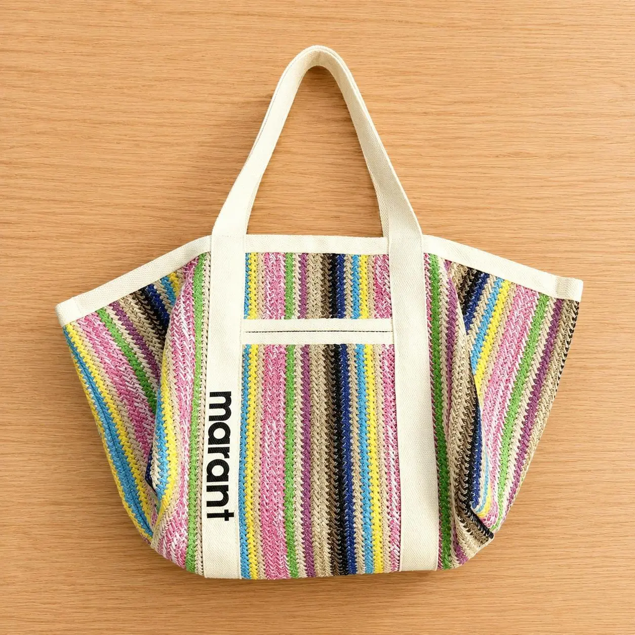 Rainbow Straw Tote Bag for Women, Woven Beach Bag, Large Summer Shoulder Handbag, Colorful Striped Vacation Travel Shopping Tote