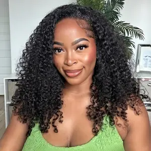 [Ready to Wear Half Wig] Bling Hair Gluelesss Human hair Wigs Natural Invisible Hairline Curly Wigs Beginner Friendly 3 IN 1 Half Wig With Drawstring Seamless Flip Over TikTokShopBlackFriday