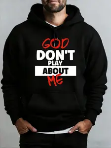 God Don't Play About Me Graphic Geometric Hoodie, Oversized Black Streetwear, Soft Fleece Fabric, Bold Slogan Apparel, Casual Daily,Street Style, 2025 Trending Statement Hoodie, GraphicHoodie, StatementWear, Streetwear, MensFashion