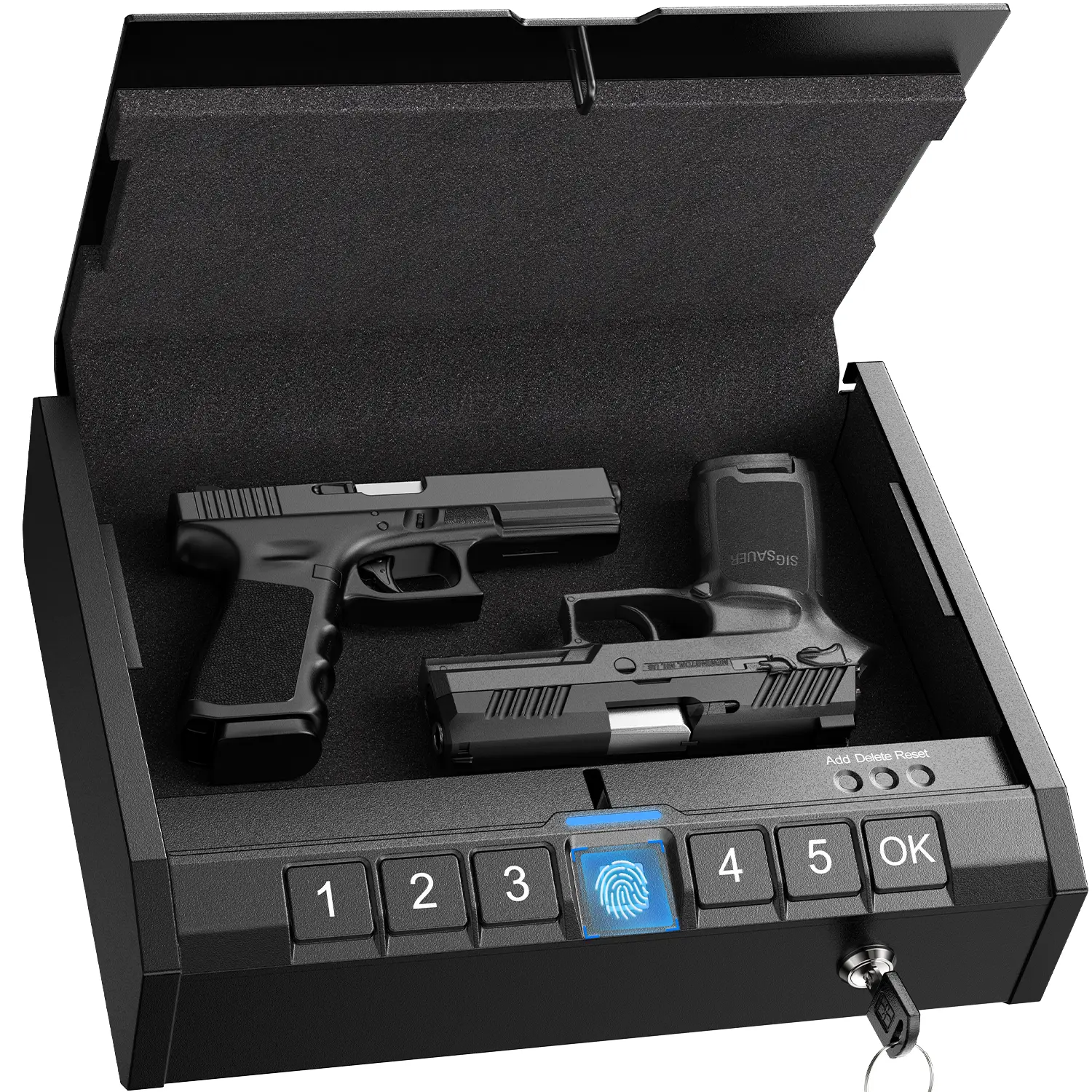 Iron SE Biometric Security Safe Box - Carbon Steel Quick-Access Handgun Safe with Fingerprint Lock, Keypad Lock for Drawer, Bedside, Home, 11.49" x 9.17" x 3.07" Valentine's Day Gift for Men